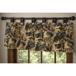 Western Cowboy Rodeo Window Valance 50 Inch Rustic Cabin